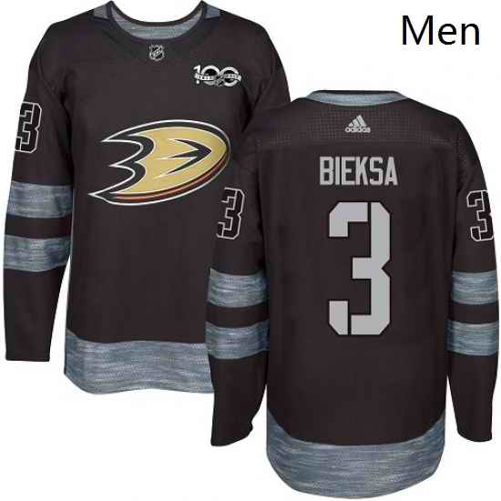 Mens Adidas Anaheim Ducks 3 Kevin Bieksa Premier Black 1917 2017 100th Anniversary NHL Jersey